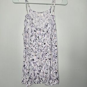 Maurices White Lavender Floral Tank Top L